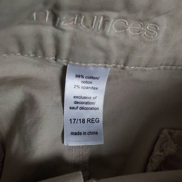 Maurices Khaki Cropped Pants Women’s Size 17/18 REG Stretch Cotton Twill - Picture 5 of 6